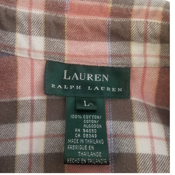 Lauren Ralph Lauren Vintage Plaid Flannel Shacket Work Shirt, Size L - Picture 3 of 11